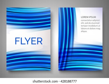 Abstract blue wave design for flyer, cover, poster, banner. Colorful abstract template. Vector illustration.