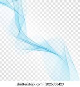 Abstract blue wave design on transparent background