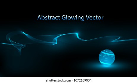 Abstract blue wave design on dark background. Science and technology design. Vector illustration. Glowing 3D ball - Powered by Shutterstock - Get 15% off with code: PIKWIZARD15