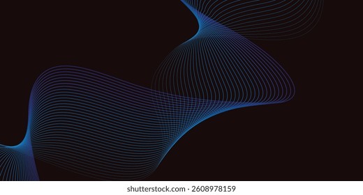 Abstract blue wave design on black background. Premium wave background for banner, poster or wallpaper.
