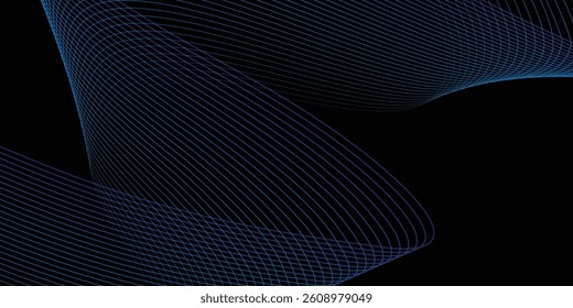 Abstract blue wave design on black background. Premium wave background for banner, poster or wallpaper.
