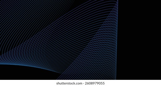 Abstract blue wave design on black background. Premium wave background for banner, poster or wallpaper.

