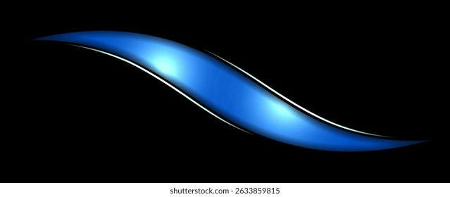 Abstract Blue Wave Design on Black Background with a Sleek and Modern Style. Modern neon gradient blue