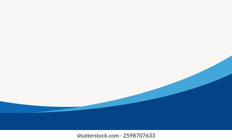 Abstract blue wave design with smooth curves. Blue wave pattern on a white background. Simple blue wave theme for presentations or backgrounds. Vector illustration.