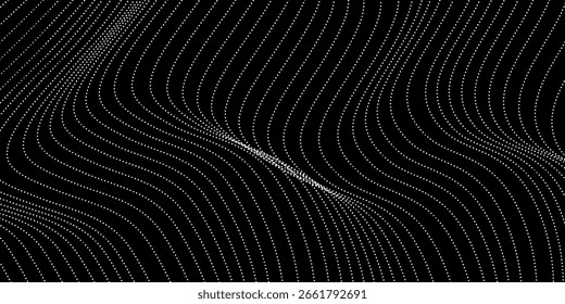 Abstract Blue Wave Dot Lines on White Background. Eps 10