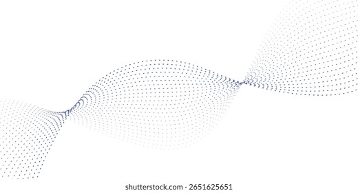 Abstract blue wave of dots on white