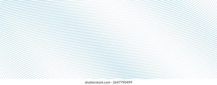 Fundo abstrato de linha pontilhada de onda azul. Textura de faixa de traço dinâmico azul claro. Papel de parede de linhas deformadas e curvas para modelo de design técnico, apresentação, brochura, folheto, livreto. Tela de fundo do vetor