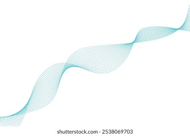 Abstract blue wave dotted lines. Graphic element. 
