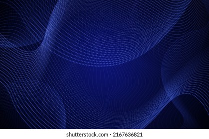 Abstract blue wave dynamic dots shapes vector background for design