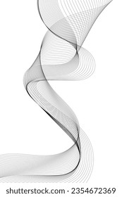 Abstract blue wave element for design. Digital frequency track equalizer. Stylized line art background.Wave with lines created using blend tool. Vertical wavy line, smooth stripe.