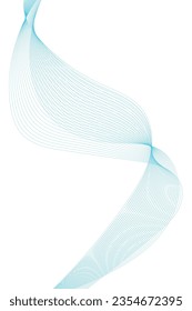 Abstract blue wave element for design. Digital frequency track equalizer. Stylized line art background.Wave with lines created using blend tool. Vertical wavy line, smooth stripe.