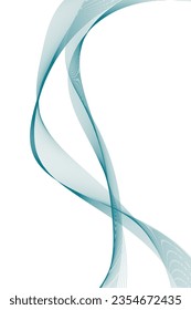 Abstract blue wave element for design. Digital frequency track equalizer. Stylized line art background.Wave with lines created using blend tool. Vertical wavy line, smooth stripe.