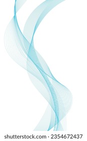 Abstract blue wave element for design. Digital frequency track equalizer. Stylized line art background.Wave with lines created using blend tool. Vertical wavy line, smooth stripe.