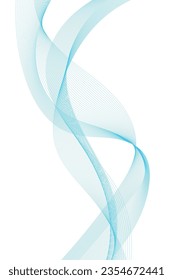 Abstract blue wave element for design. Digital frequency track equalizer. Stylized line art background.Wave with lines created using blend tool. Vertical wavy line, smooth stripe.