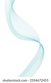 Abstract blue wave element for design. Digital frequency track equalizer. Stylized line art background.Wave with lines created using blend tool. Vertical wavy line, smooth stripe.