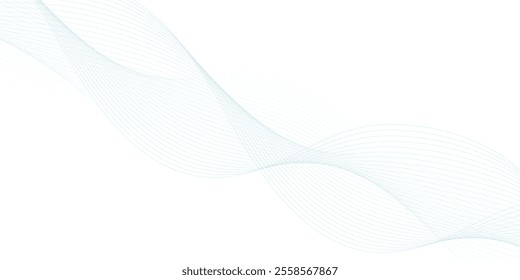 Abstract blue wave element for design. Digital frequency track equalizer. Stylized line art background. Vector illustration. Wave with lines created using blend tool.