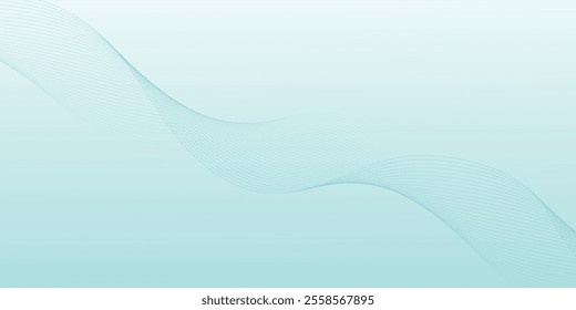 Abstract blue wave element for design. Digital frequency track equalizer. Stylized line art background. Vector illustration. Wave with lines created using blend tool.