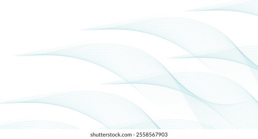 Abstract blue wave element for design. Digital frequency track equalizer. Stylized line art background. Vector illustration. Wave with lines created using blend tool.