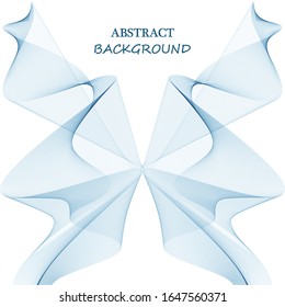 Abstract blue wave element in the form of a butterfly. Abstract vector background, transparent wavy lines for brochure, website, flyer design. Blue smoke wave.