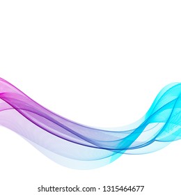 Abstract blue wave flow on white background.