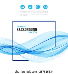 Abstract blue wave with frame isolated on white background. Vector illustration for modern business design. Futuristic wallpaper. Cool element for presentation, card, flyer and brochure.