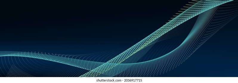 Abstract blue wave Geometrical Background Connection wave structure. Science background. Connecting dots and lines. Big data visualization and Business .Vector illustration