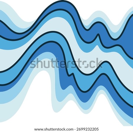 Abstract blue wave glacial flow illustration in varying tones
