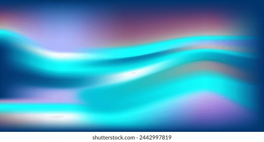 Abstract blue wave gradient background. Bright colored liquid holographic creative banner. Blurred soft blend colors gradation minimalist background. Vector illustration.