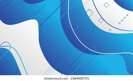 Abstract blue wave gradient geometric shapes background design. Dynamic shapes composition