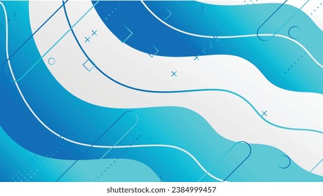 Abstract blue wave gradient geometric shapes background design. Dynamic shapes composition