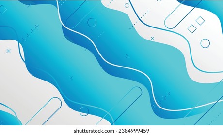 Resumen de diseño de fondo de formas geométricas de gradiente de onda azul. Composición de formas dinámicas