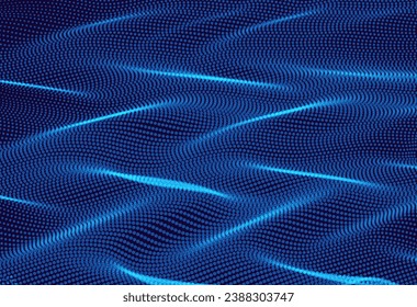 fondo de punto medio de onda azul abstracto con un patrón de onda, fondo azul abstracto con ondas dinámicas. Estilo de tecnología futurista. Ilustración vectorial.