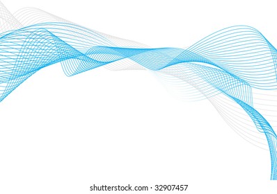 abstract blue wave halftone line composition, vector illustration