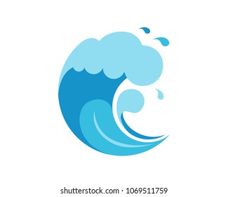 Abstract blue Wave Icon Logo Circle Illustration