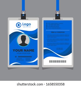 Abstract Blue Wave Id Card Design, Professional Identity Card Template Vector for Employee and Others