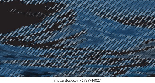 Abstract blue wave illustration capturing ocean movement, layered textures and depth. Dynamic yet calming composition suggests motion, energy and serenity for backgrounds, design projects and editorial use.

