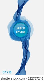 Abstract blue wave image on a light background. Round logo. Place for text
