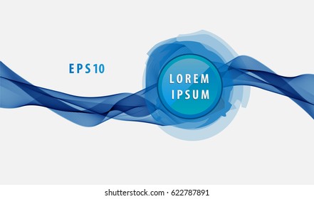 Abstract blue wave image on a light background. Round logo. Place for text
