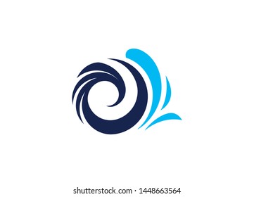 Abstract blue wave isolated on white background