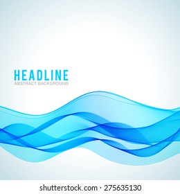 Abstract blue wave isolated on white background. Vector illustration for modern business design. Futuristic wallpaper. Cool element for presentation, card, flyer and brochure.