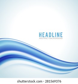 Abstract blue wave isolated on white background. Vector illustration for modern business design. Futuristic wallpaper. Cool element for presentation, card, flyer and brochure.
