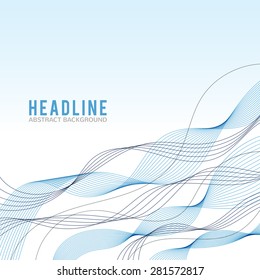 Abstract blue wave isolated on white background. Vector illustration for modern business design. Futuristic wallpaper. Cool element for presentation, card, flyer and brochure.