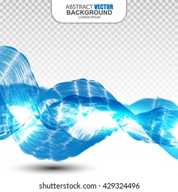 Abstract blue wave isolated on transparent background. Vector illustration
