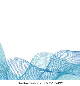 Abstract Blue Wave Isolated On White Background. Vector Illustration