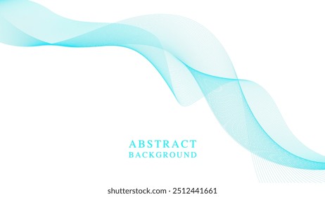 Abstract blue wave with light curves and digital motion on a smooth blue backdrop with white background