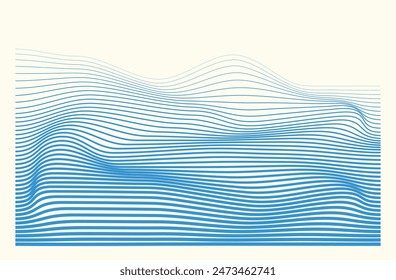 Abstract  blue wave line background