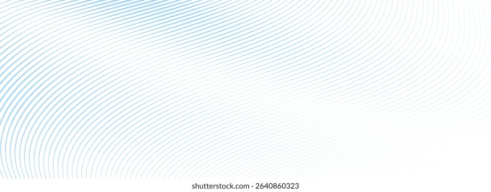 Abstract blue wave line background. Light blue dynamic striped texture. Warped and curved lines wallpaper for tech design template, presentation, brochure, leaflet, booklet. Vector airy backdrop