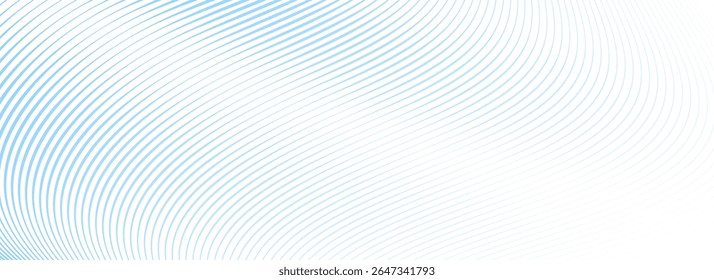 Abstract blue wave line background. Light blue dynamic dash stripe texture. Warped and curved lines wallpaper for tech design template, presentation, brochure, leaflet, booklet. Vector backdrop