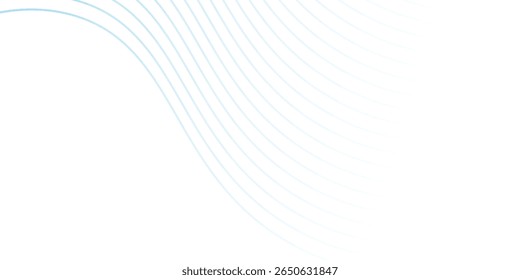 Abstract blue wave line background. Light blue dynamic dash stripe texture. Warped and curved lines wallpaper for tech design template