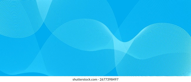 Fondo azul Abstractas de la línea de la onda con el patrón curvo que fluye. Limpio, moderno, fresco y futurista